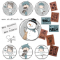 Preview: Patch / Aufnäher  - Schneemann mit Hase - grauer Hintergrund